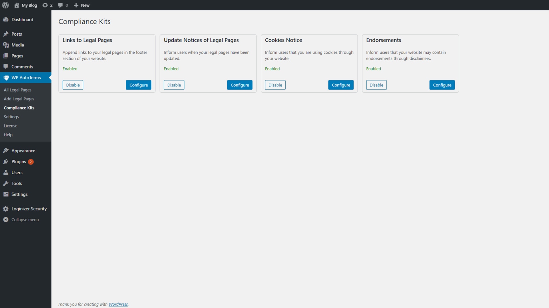 WP AutoTerms: Compliance Kits